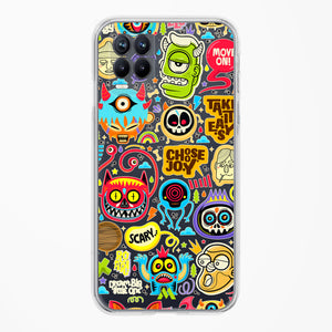 Stickered Monsters Crystal Clear Transparent Case-(Realme)