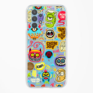 Stickered Monsters Crystal Clear Transparent Case-(Samsung)