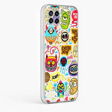 Stickered Monsters Crystal Clear Transparent Case-(Samsung)