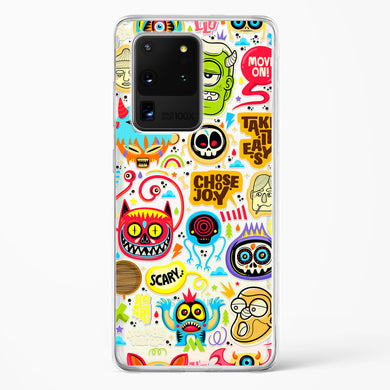 Stickered Monsters Crystal Clear Transparent Case-(Samsung)