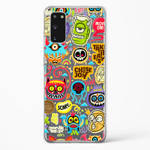 Stickered Monsters Crystal Clear Transparent Case-(Samsung)