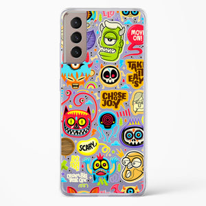 Stickered Monsters Crystal Clear Transparent Case-(Samsung)