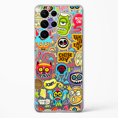Stickered Monsters Crystal Clear Transparent Case-(Samsung)