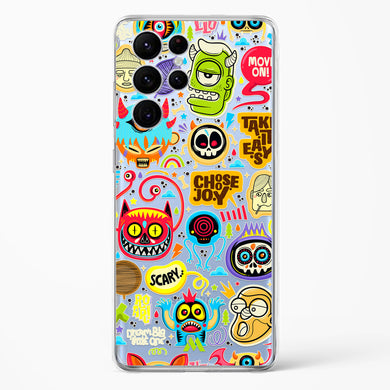 Stickered Monsters Crystal Clear Transparent Case-(Samsung)