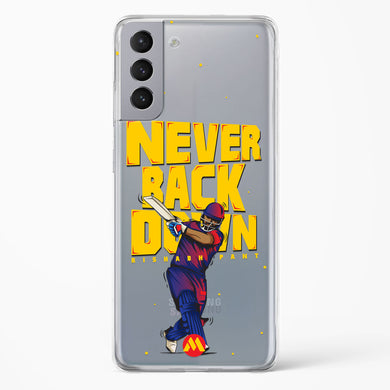 Rishabh Pant Never Back Down Crystal Clear Transparent Case-(Samsung)