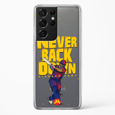 Rishabh Pant Never Back Down Crystal Clear Transparent Case-(Samsung)