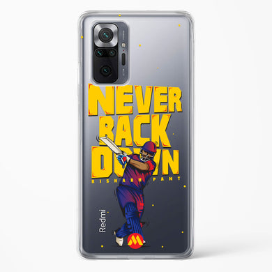 Rishabh Pant Never Back Down Crystal Clear Transparent Case-(Xiaomi)