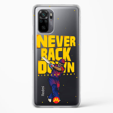 Rishabh Pant Never Back Down Crystal Clear Transparent Case-(Xiaomi)