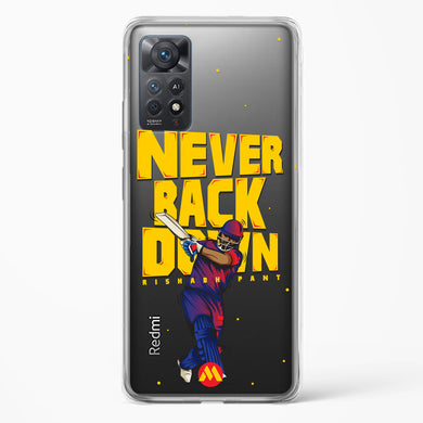 Rishabh Pant Never Back Down Crystal Clear Transparent Case-(Xiaomi)