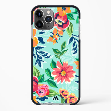 Flower Print on Canvas Impact Drop Protection Case (Apple)
