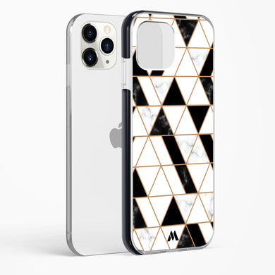 Black on White Patchwork Marble Impact Drop Protection Case (Apple)