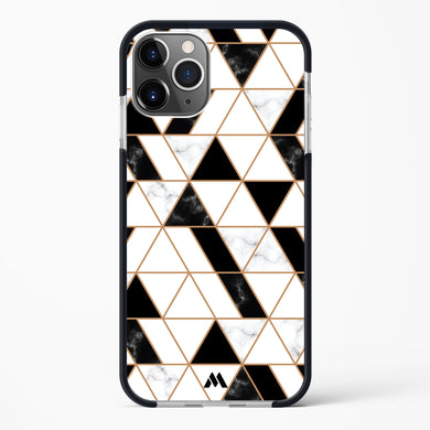 Black on White Patchwork Marble Impact Drop Protection Case (Apple)