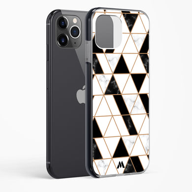 Black on White Patchwork Marble Impact Drop Protection Case (Apple)