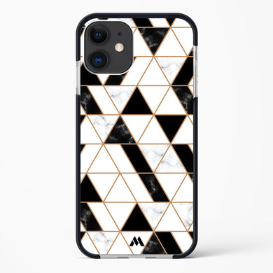 Black on White Patchwork Marble Impact Drop Protection Case (Apple)