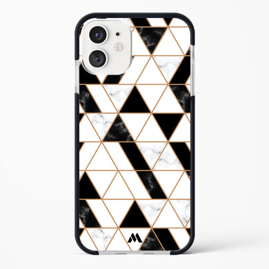 Black on White Patchwork Marble Impact Drop Protection Case (Apple)