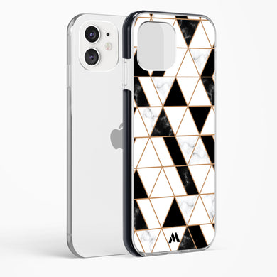 Black on White Patchwork Marble Impact Drop Protection Case (Apple)