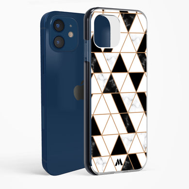 Black on White Patchwork Marble Impact Drop Protection Case (Apple)