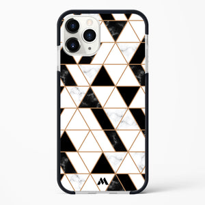 Black on White Patchwork Marble Impact Drop Protection Case (Apple)