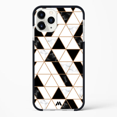 Black on White Patchwork Marble Impact Drop Protection Case (Apple)