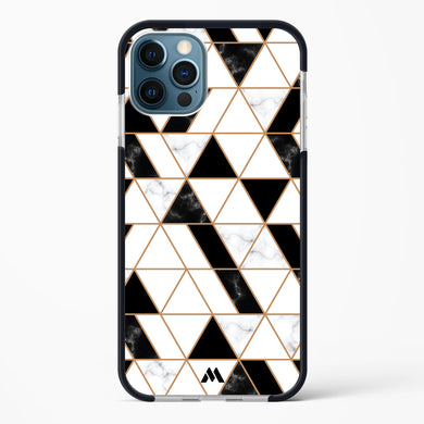 Black on White Patchwork Marble Impact Drop Protection Case (Apple)