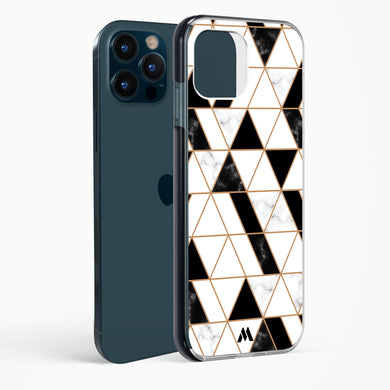 Black on White Patchwork Marble Impact Drop Protection Case (Apple)