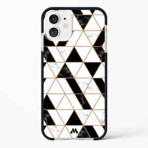 Black on White Patchwork Marble Impact Drop Protection Case (Apple)