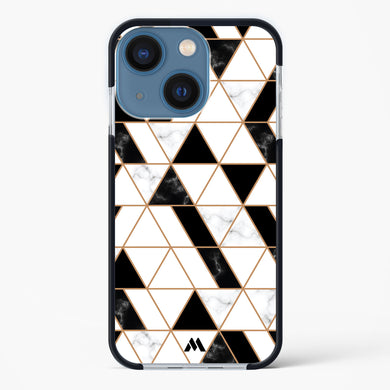 Black on White Patchwork Marble Impact Drop Protection Case (Apple)