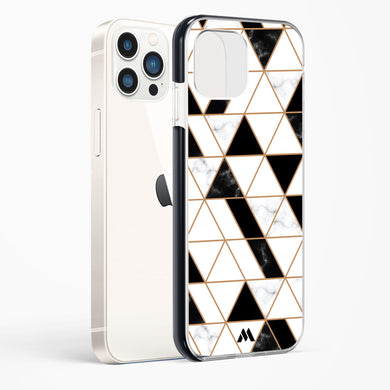 Black on White Patchwork Marble Impact Drop Protection Case (Apple)