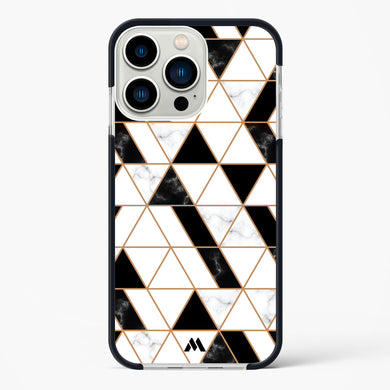 Black on White Patchwork Marble Impact Drop Protection Case (Apple)