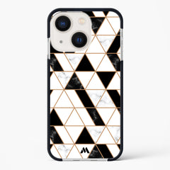 Black on White Patchwork Marble Impact Drop Protection Case (Apple)