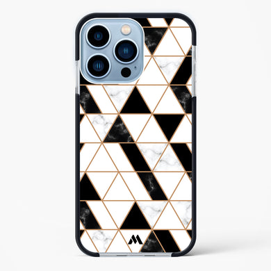Black on White Patchwork Marble Impact Drop Protection Case (Apple)