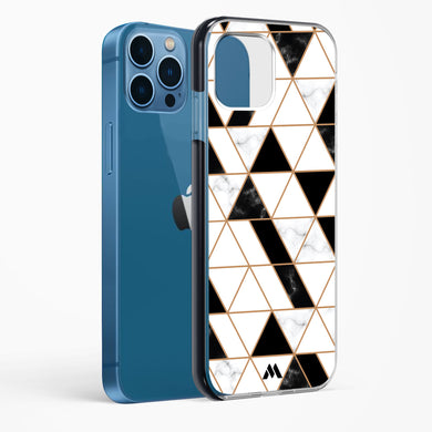 Black on White Patchwork Marble Impact Drop Protection Case (Apple)