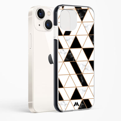 Black on White Patchwork Marble Impact Drop Protection Case (Apple)