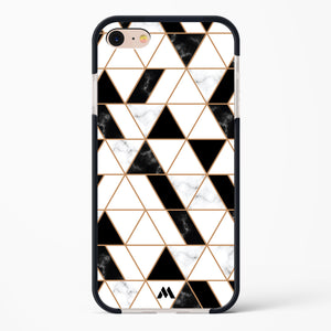 Black on White Patchwork Marble Impact Drop Protection Case (Apple)