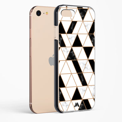 Black on White Patchwork Marble Impact Drop Protection Case (Apple)