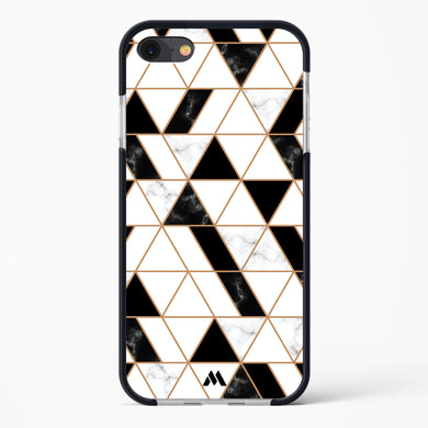Black on White Patchwork Marble Impact Drop Protection Case (Apple)