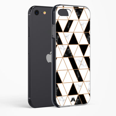 Black on White Patchwork Marble Impact Drop Protection Case (Apple)
