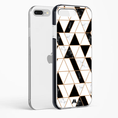 Black on White Patchwork Marble Impact Drop Protection Case (Apple)