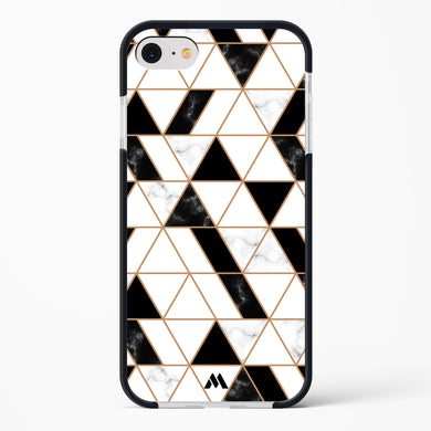 Black on White Patchwork Marble Impact Drop Protection Case (Apple)