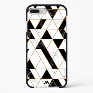 Black on White Patchwork Marble Impact Drop Protection Case (Apple)