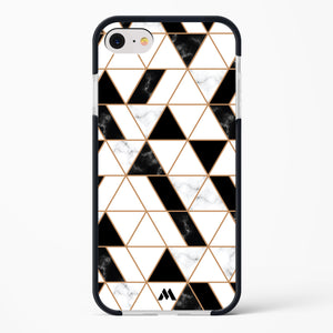 Black on White Patchwork Marble Impact Drop Protection Case (Apple)