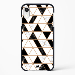 Black on White Patchwork Marble Impact Drop Protection Case (Apple)
