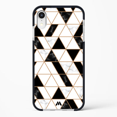 Black on White Patchwork Marble Impact Drop Protection Case (Apple)