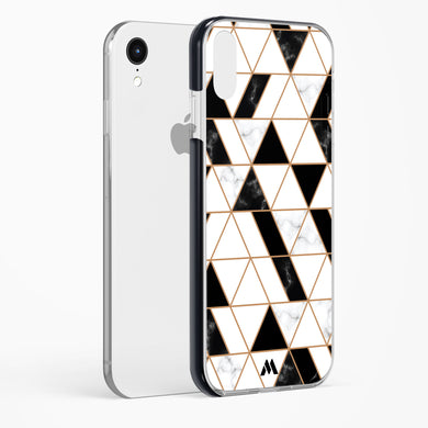 Black on White Patchwork Marble Impact Drop Protection Case (Apple)
