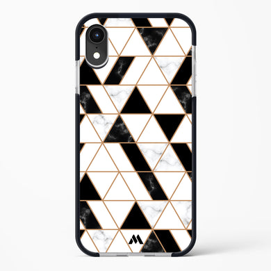 Black on White Patchwork Marble Impact Drop Protection Case (Apple)