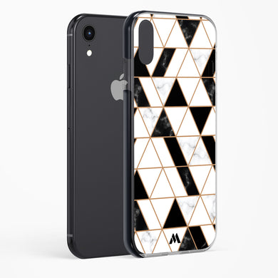 Black on White Patchwork Marble Impact Drop Protection Case (Apple)