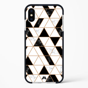 Black on White Patchwork Marble Impact Drop Protection Case (Apple)