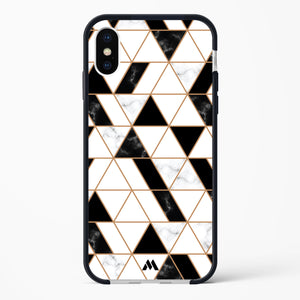Black on White Patchwork Marble Impact Drop Protection Case (Apple)