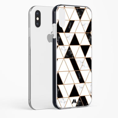 Black on White Patchwork Marble Impact Drop Protection Case (Apple)