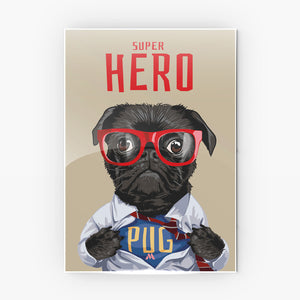 Secret Superhero Pug Metal-Poster